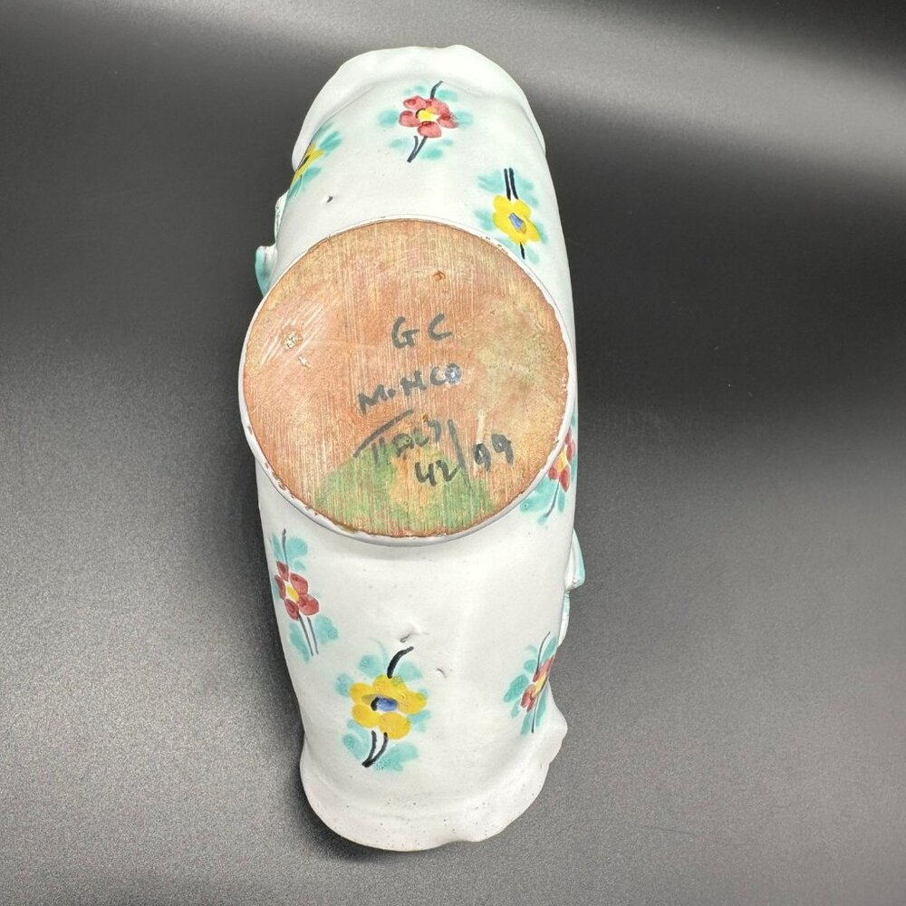 Vintage Italian Pottery Basket Dish Hand Painted Bow Flowers Cottagecore Floral - Picture 7 of 10